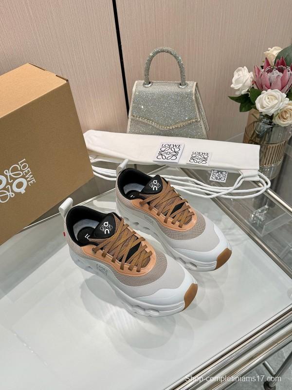 2025 Unisex Loewe White Army Green Orange Blue Black Polyester Mesh Running Shoes Collaboration KFY00300