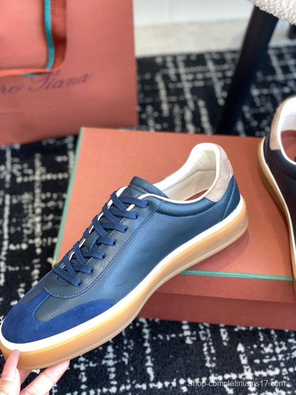 2024 Unisex Le Parmentier Blue Navy Leather Suede Plimsolls MJ00320