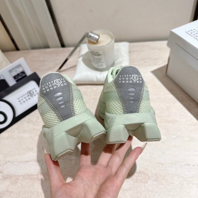 2025 Women MM6 Light Green Silver Mesh Sneakers