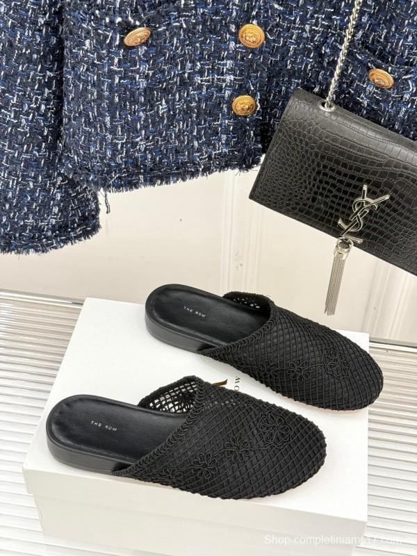 2025 Slippers Unisex The Row Black Mesh LY00360