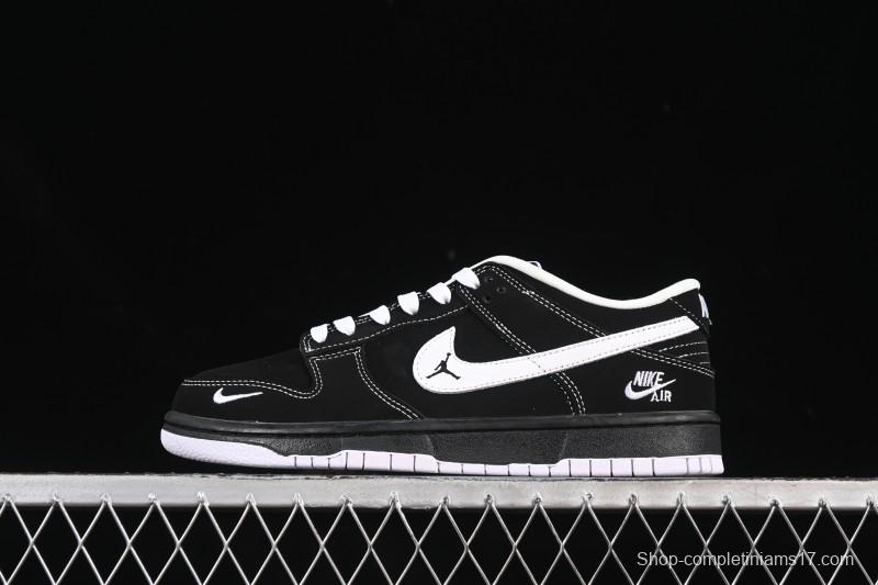Nike SB Dunk Low All Black White Swoosh Anniversary High-End Custom Low-Top Casual Skate Shoes - LW1818-117