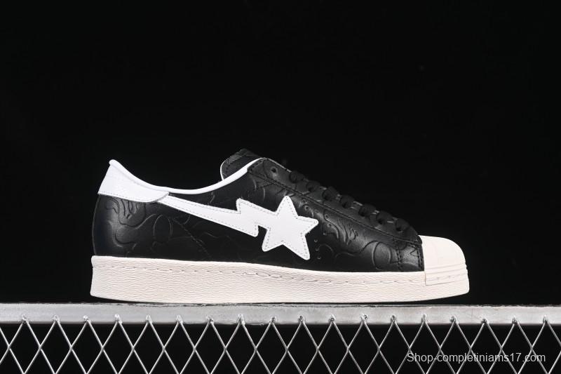 Adidas Bape Superstar Casual Sneakers with Shell Toe Design - JQ3666