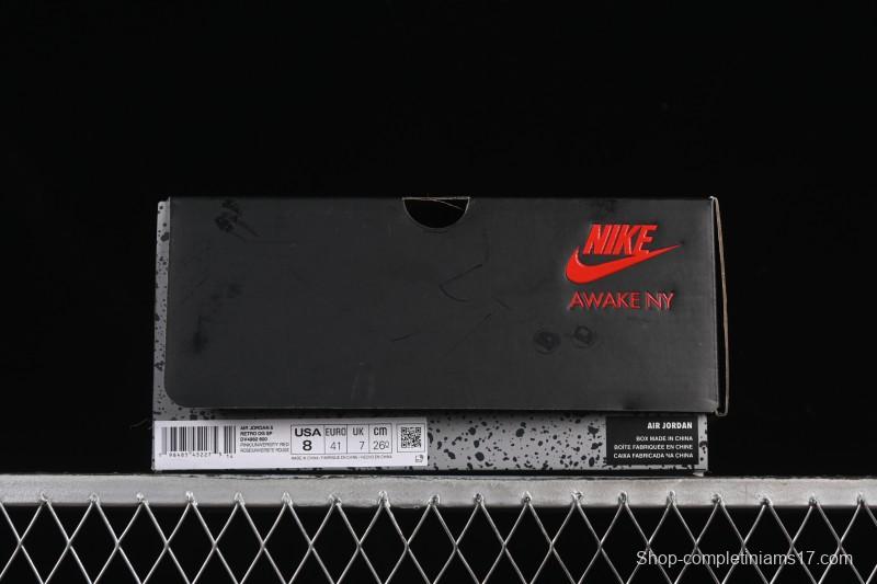 Awake NY Air Jordan 5 Retro Sneakers with Arctic Pink Colorway and Awake NY Logo Mesh - DV4982-600