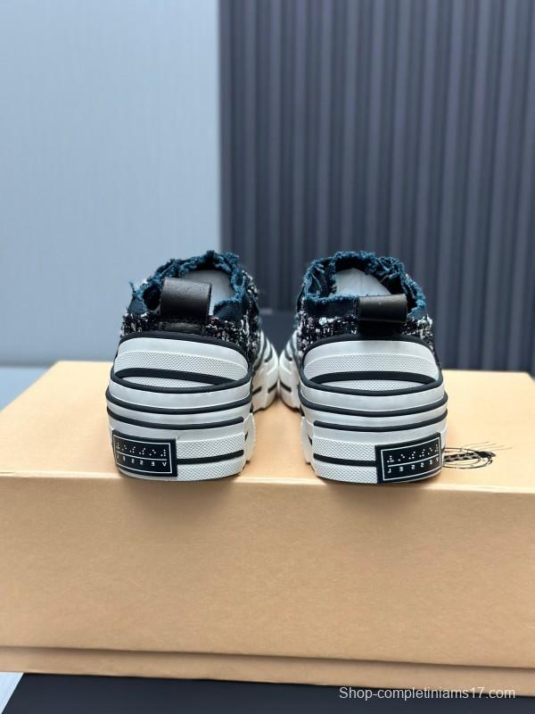 2025 Unisex XVESSEL Black White Canvas Platform Vulcanized Sneakers AS00260