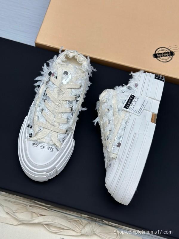 2025 Unisex XVESSEL White Canvas Plimsolls Vulcanized AS00260