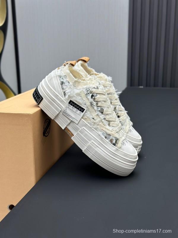 2025 Unisex XVESSEL White Canvas Plimsolls Vulcanized AS00260