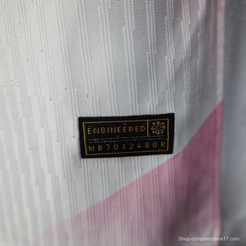 Player Version 25/26 FC Barcelona Pink White with Diagonal Stripe Pattern Jersey