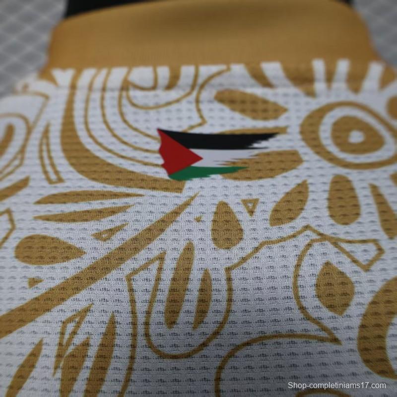 Player Version 25/26 FC Palestine White with Golden Floral Pattern Jersey