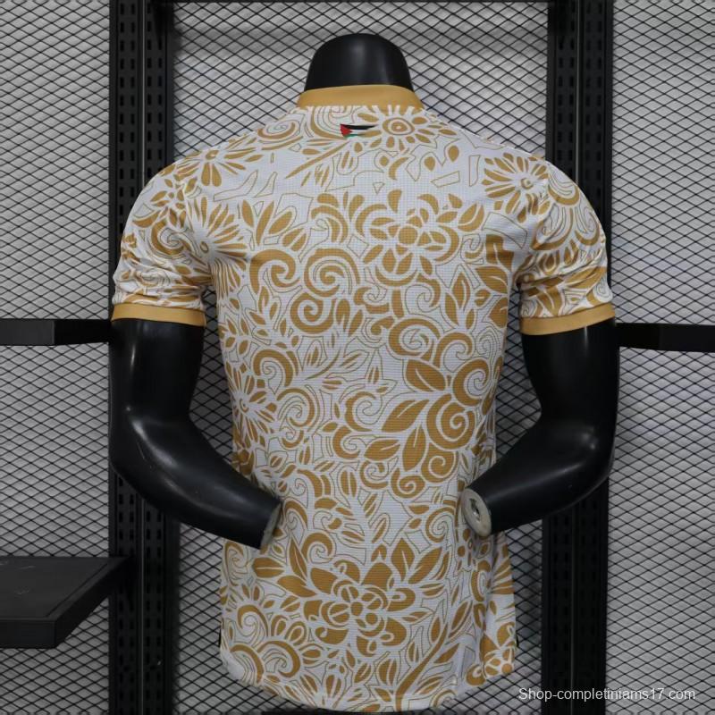 Player Version 25/26 FC Palestine White with Golden Floral Pattern Jersey