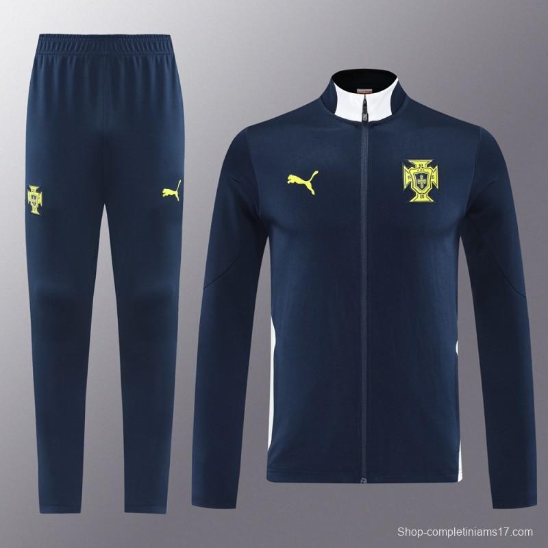 2025 Portugal Navy Full Zipper Jacket +Long Pants