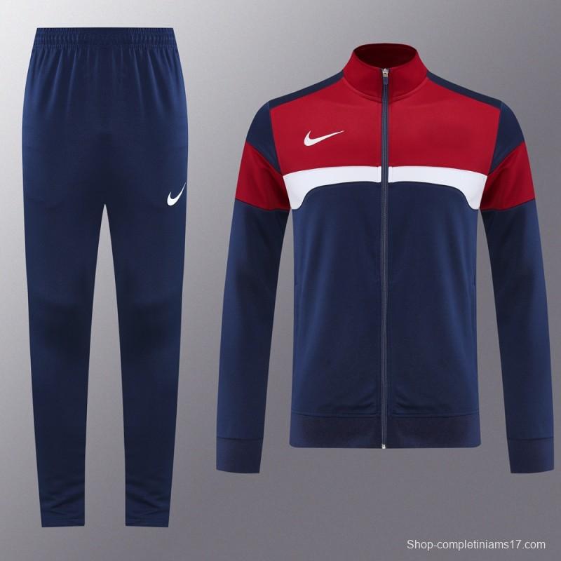 2025 Nike Red/Navy Full Hoodie Zipper Jacket +Long Pants