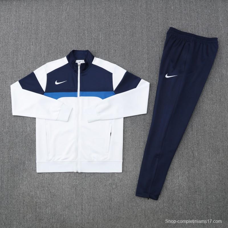 2025 Nike White/Navy Full Hoodie Zipper Jacket +Long Pants
