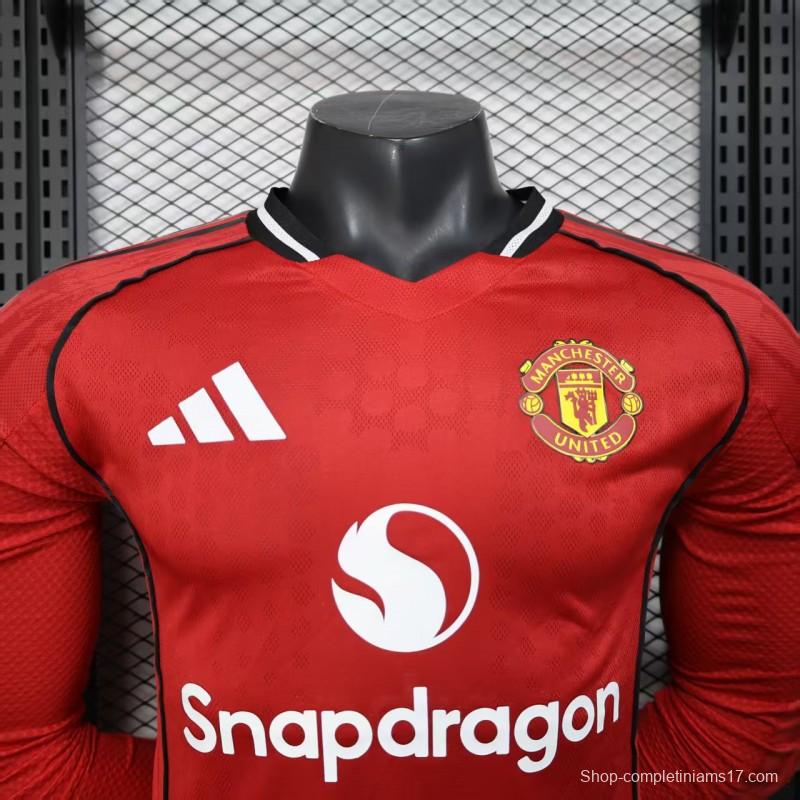 Player Version 25/26 Manchester United Long Sleeve Home Jersey