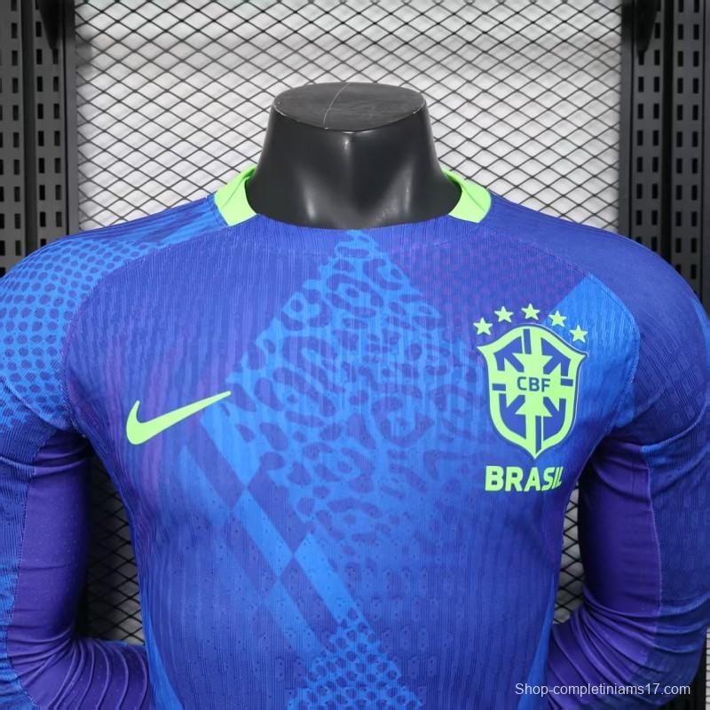 Player Version 2025 Brazil Away Long Sleeve Jersey