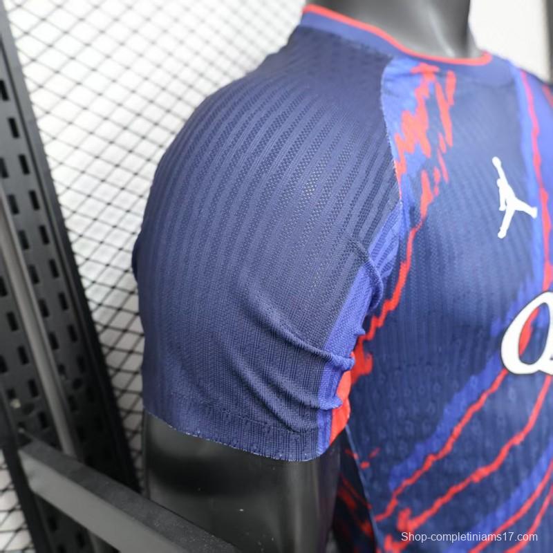 Player Version 25/26 PSG Paris Saint-Germain Blue with Red Lightning Pattern Jersey