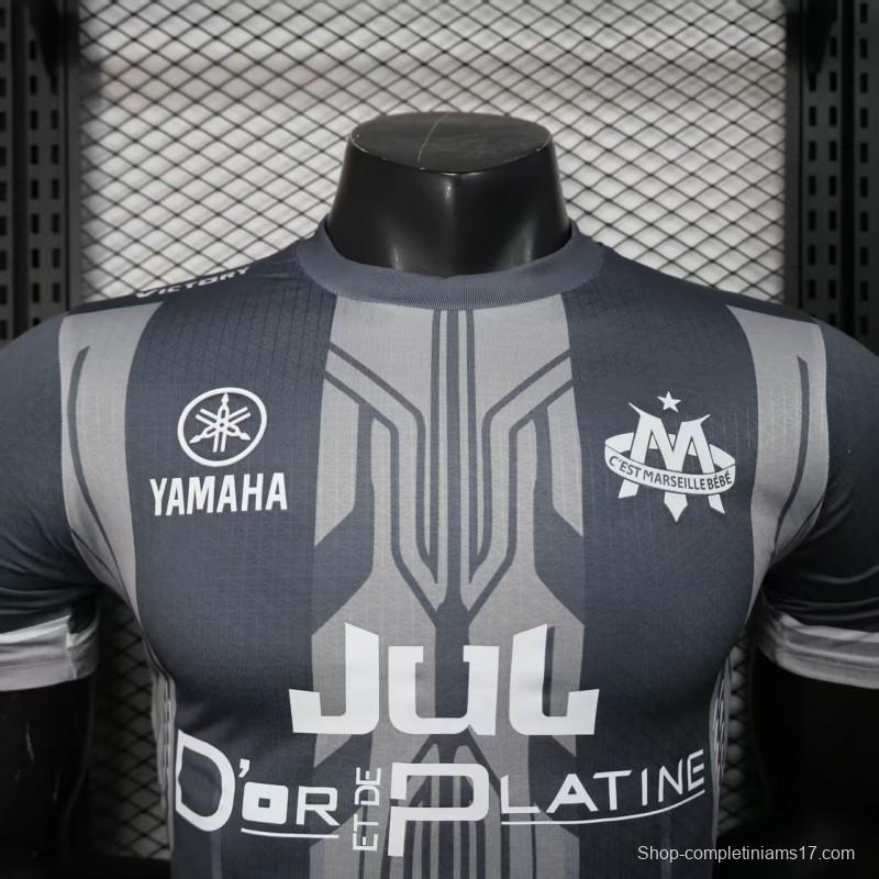Player Version 25/26 Olympique de Marseille Grey with Geometric Stripes Jersey