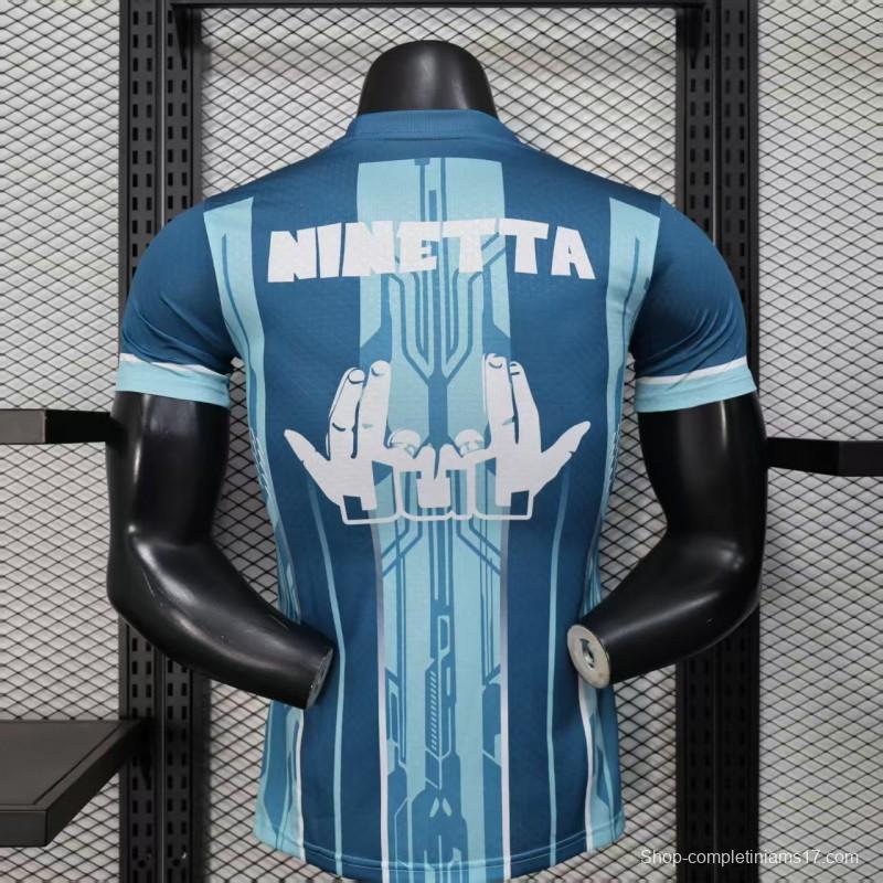 Player Version 25/26 Olympique de Marseille Blue with Geometric Stripes Jersey