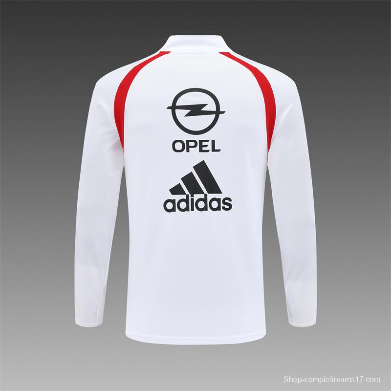 Retro 03/04 AC Milan White Half Zipper Jacket+Long Pants