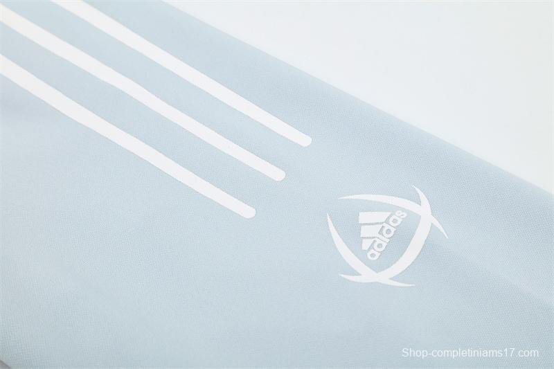 Retro 04/05 Real Madrid Light Grey Half Zipper Jacket+Long Pants