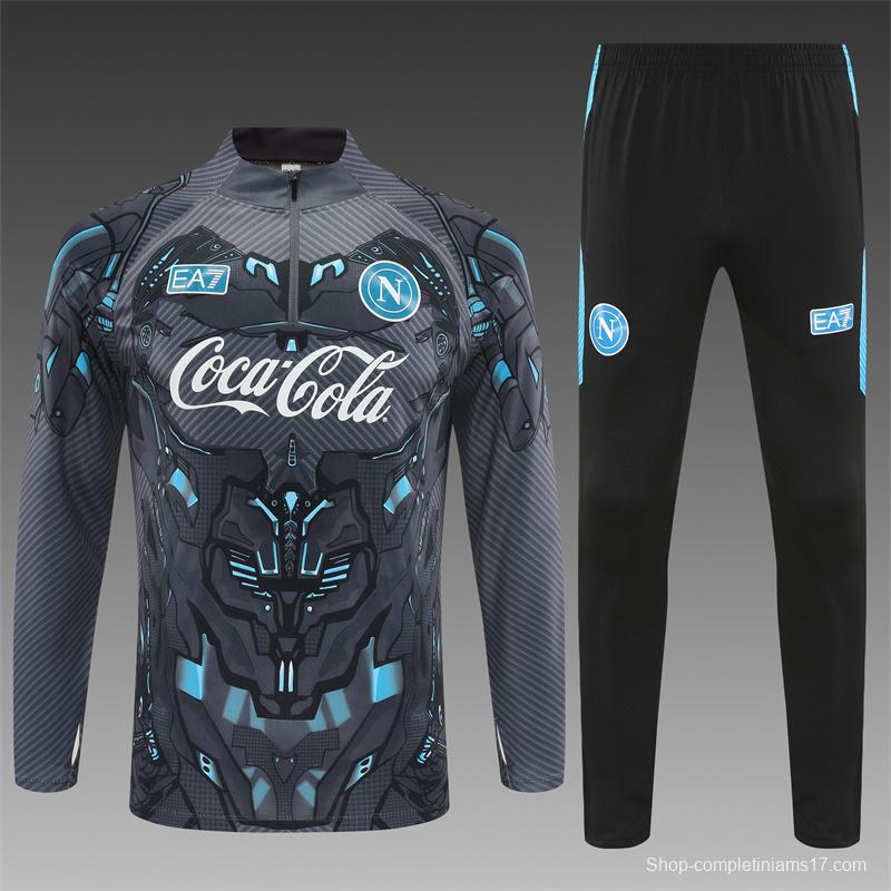 25/26 Napoli Black Grey Camouflage Half Zipper Jacket+Long Pants