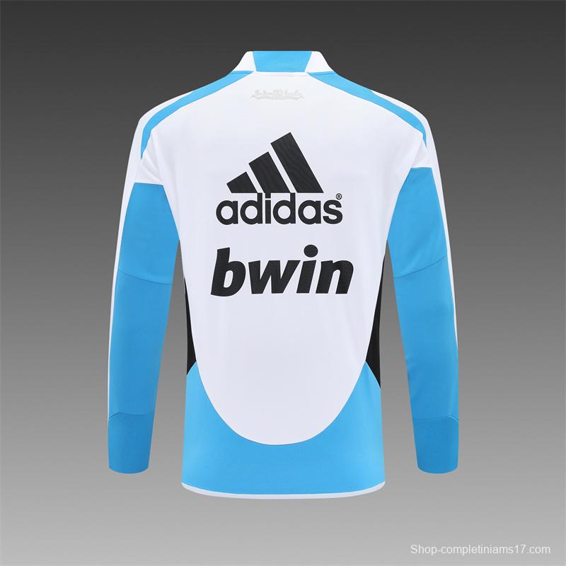 Retro 12/13 Real Madrid White/Blue Half Zipper Jacket