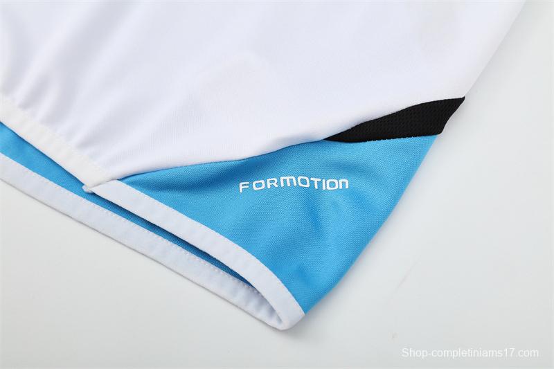 Retro 12/13 Real Madrid White/Blue Half Zipper Jacket+Long Pants