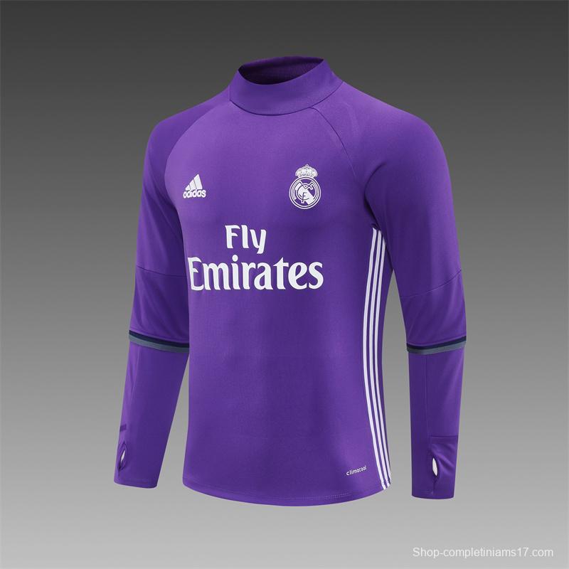 Retro 16/17 Real Madrid Purple Half Zipper Jacket+Long Pants