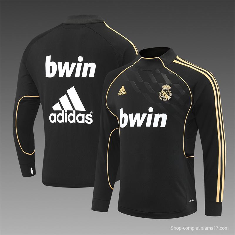Retro 11/12 Real Madrid Black Half Zipper Jacket