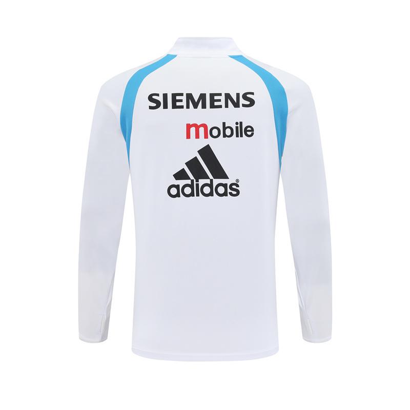 Retro 03/04 Real Madrid White Half Zipper Jacket+Long Pants