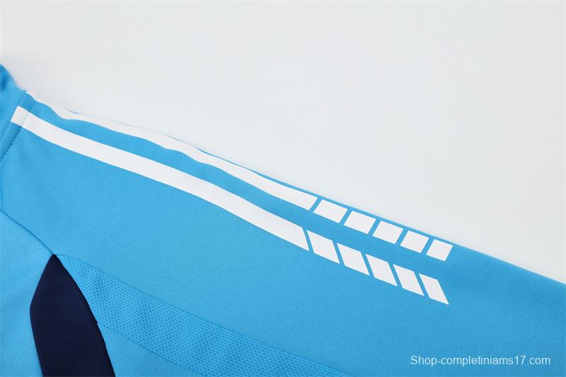 Retro 05/06 Real Madrid Light Blue Half Zipper Jacket+Long Pants