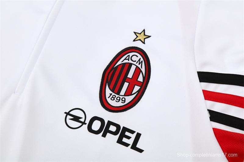 Retro 03/04 AC Milan White Half Zipper Jacket+Long Pants