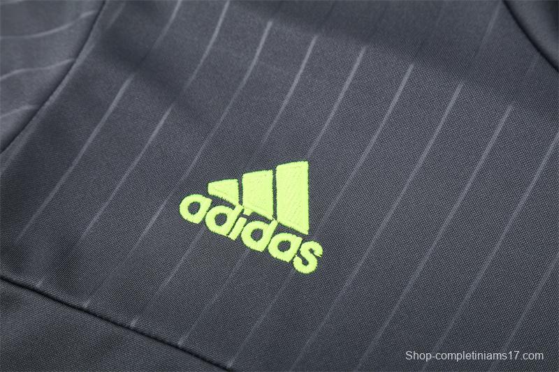 Retro 15/16 Real Madrid Dark Grey Half Zipper Jacket