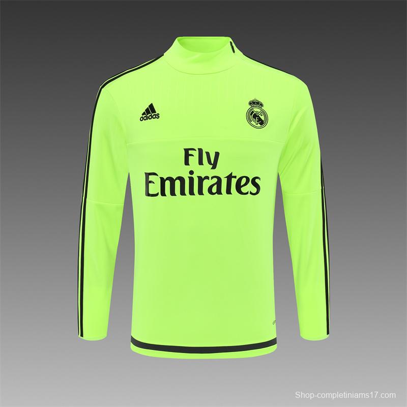 Retro 15/16 Real Madrid Fluorescent Green Half Zipper Jacket