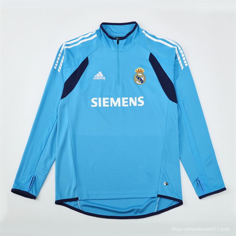 Retro 05/06 Real Madrid Light Blue Half Zipper Jacket+Long Pants