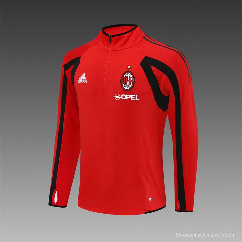 Retro 05/06 AC Milan Red Half Zipper Jacket+Long Pants