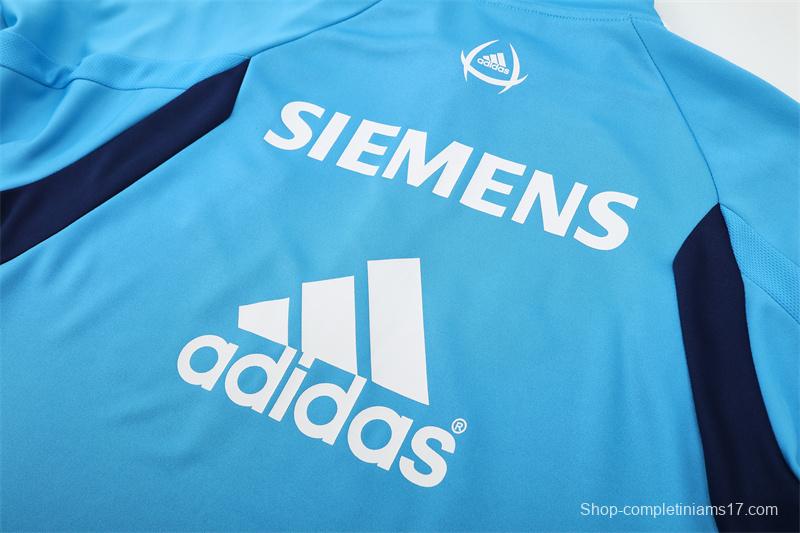 Retro 05/06 Real Madrid Light Blue Half Zipper Jacket+Long Pants