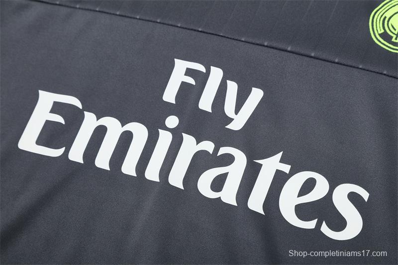 Retro 15/16 Real Madrid Dark Grey Half Zipper Jacket+Long Pants