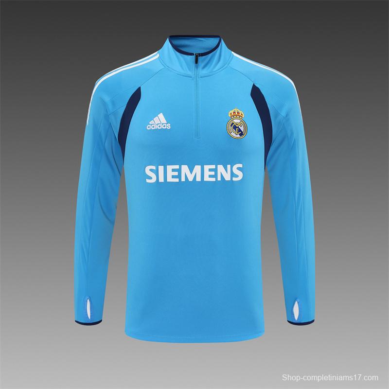 Retro 05/06 Real Madrid Light Blue Half Zipper Jacket