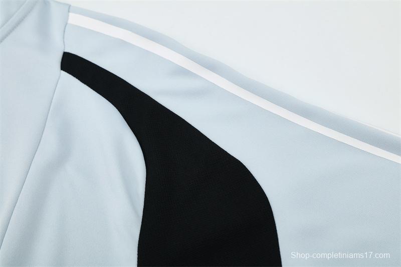 Retro 04/05 Real Madrid Light Grey Half Zipper Jacket+Long Pants