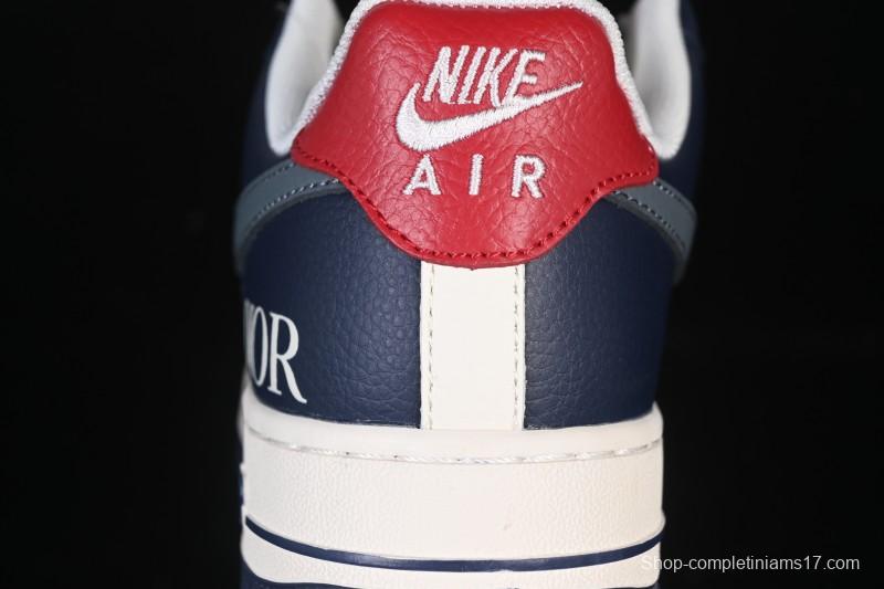 Nike Air Force 1 '07 Low Dior Collaboration White Blue Gray Hook Casual Sneakers - XD2588-603