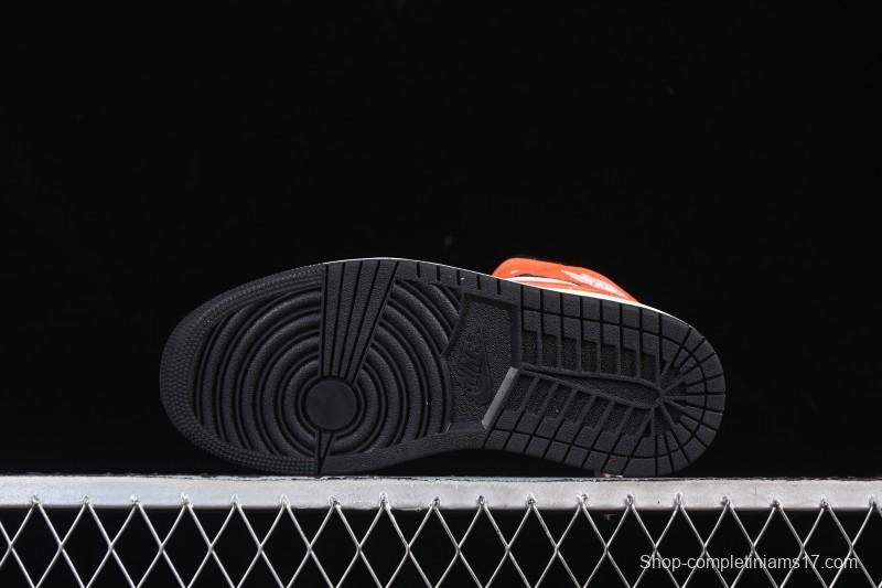 Nike Air Jordan 1 Mid AJ1 Mid-Top Casual Sneakers with Black White Orange Design - DQ8426-801