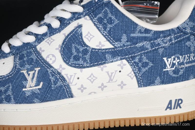 Nike Air Force 1 '07 Low LV Collaboration White Navy Blue Casual Sneakers - YF9511-813