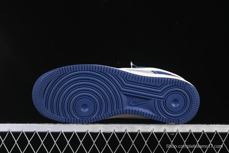 Nike Air Force 1 '07 Low Supreme Collaboration White Blue Gray Red Casual Sneakers - XD2588-602