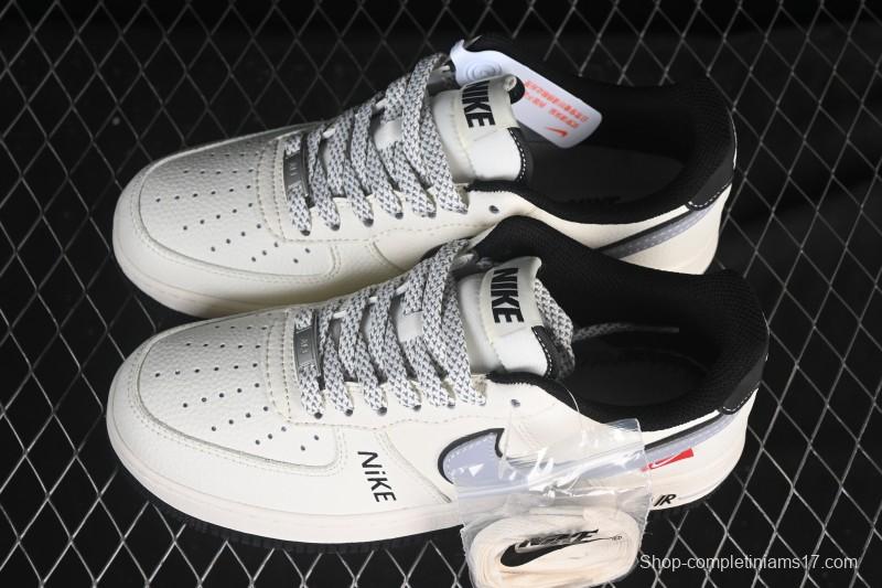 Nike Air Force 1'07 Low Beige Gray Black Letter Casual Sneakers - JS8028-018