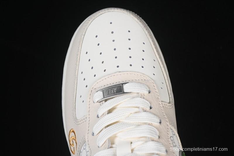 Nike Air Force 1 '07 Low Gucci Collaboration White Brown Green Casual Sneakers - YF9511-804