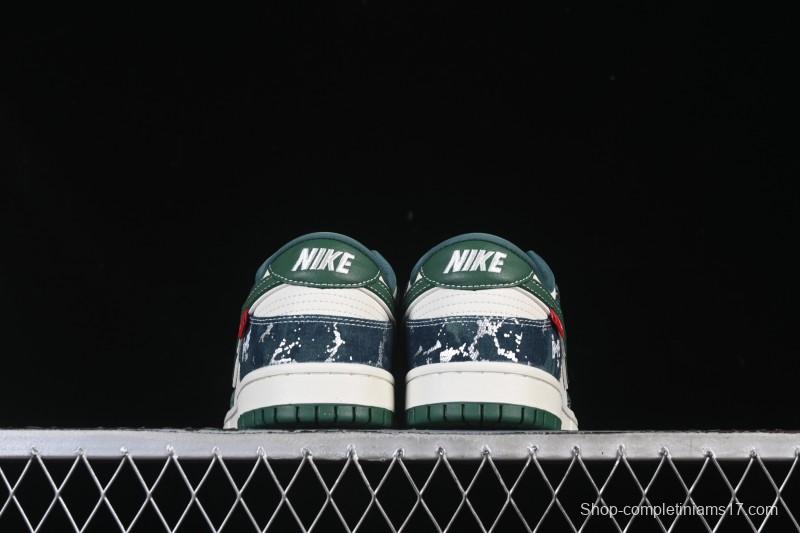 Nike SB Dunk Low BAPE Collaboration White Army Green Anniversary High-End Custom Low-Top Casual Skate Shoes - SC0601-465
