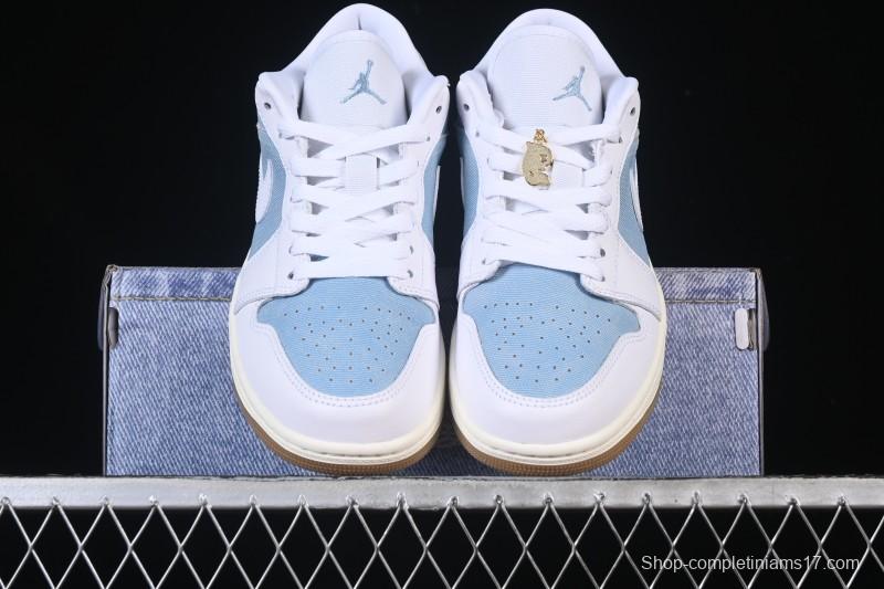 Nike Air Jordan 1 Low Denim Worn Blue Retro Basketball Shoes - HQ2004-400