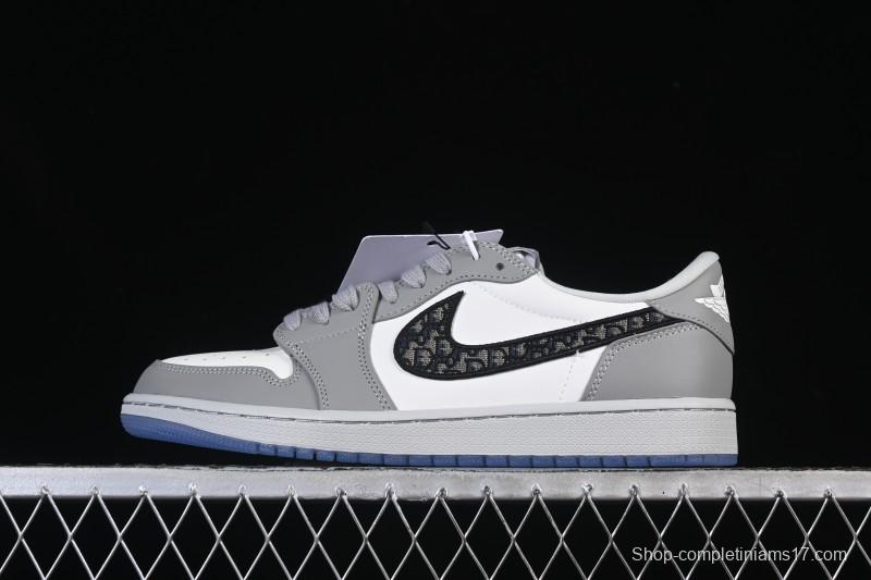 Dior Air Jordan 1 Low White Grey Collaboration Low-Top Sneakers - CN8608-002