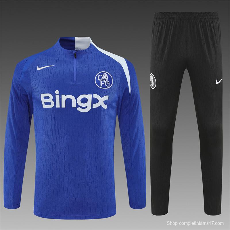 Player Version 25/26 Chelsea Color Blue T90 Half Zipper Jacket+Long Pants