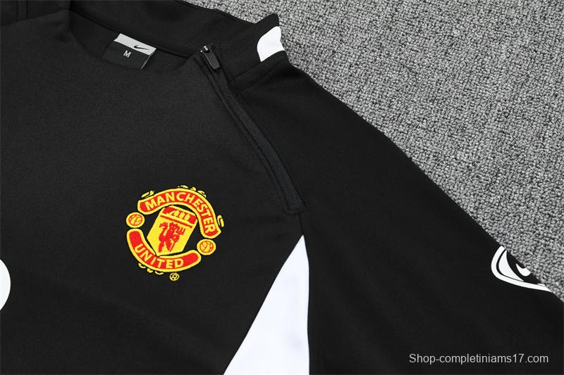 Retro 02/03 Manchester United Black Half Zipper Jacket